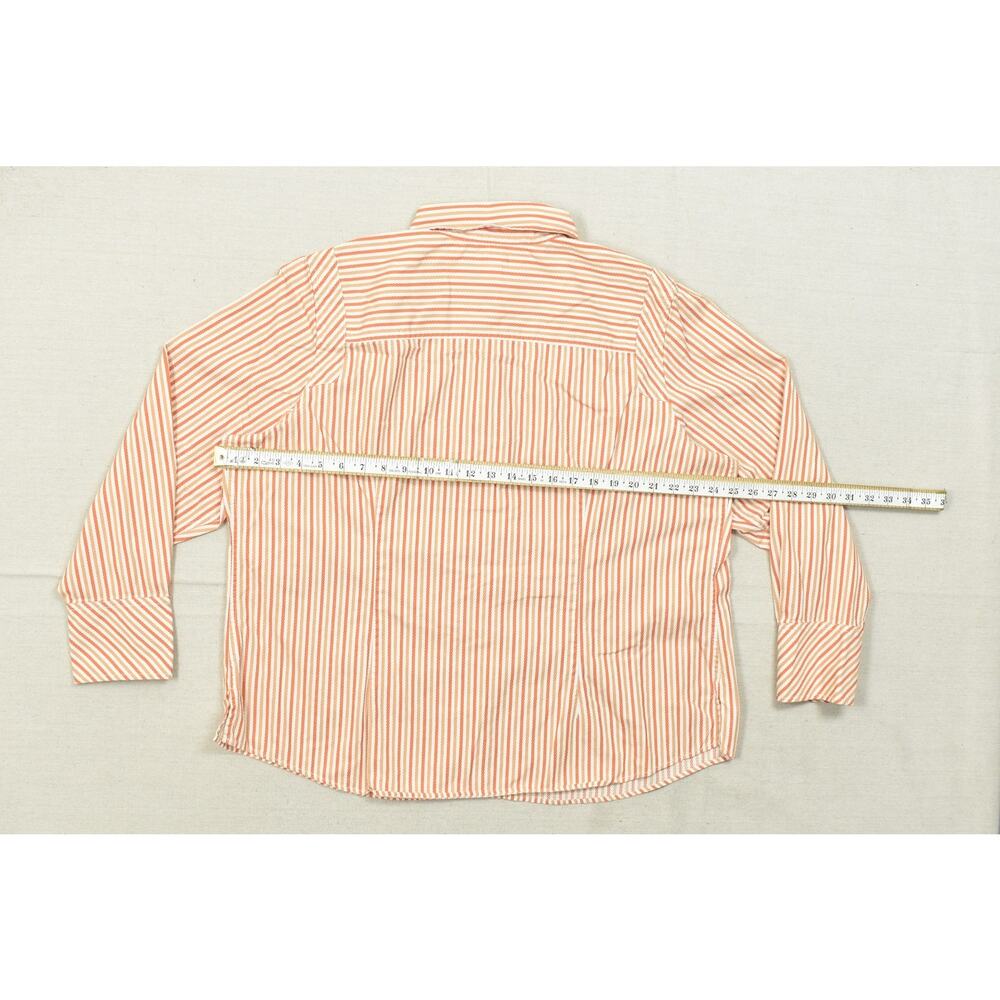 Tommy Hilfiger Woman Size 20 Button Down Shirt Orange White Vertical Stripe Seer - Picture 2 of 8
